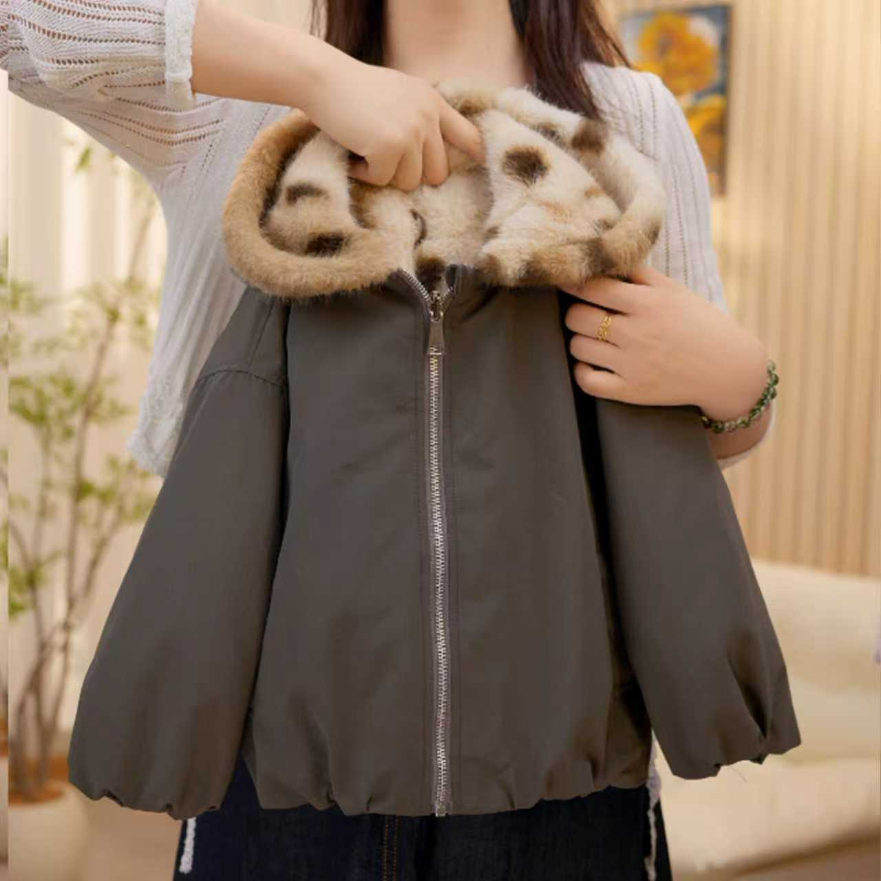 3073女童2025双面穿亲子冬款加绒加棉加厚韩版双面穿棉服洋气外套