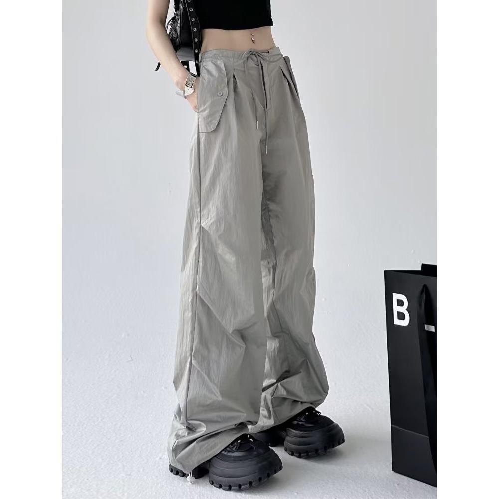 K267冰丝速干直筒休闲裤男女夏季薄款宽松百搭潮流拖地阔腿