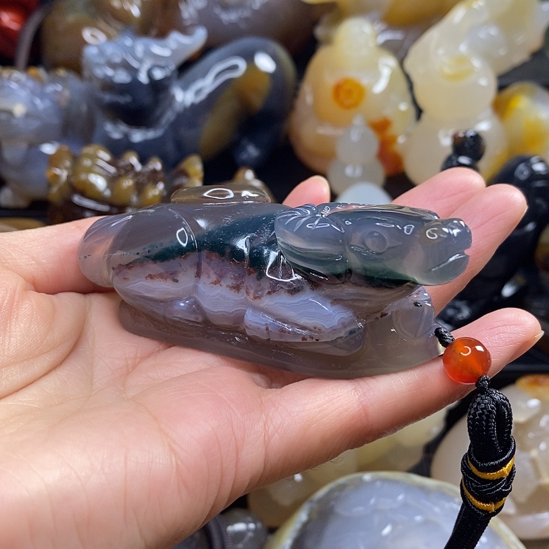 天***清玛瑙/玉髓未镶嵌手把件