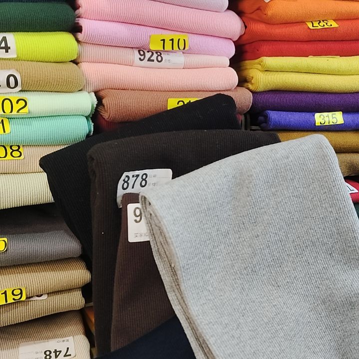 浅灰色2×2纯棉螺纹布料1m。