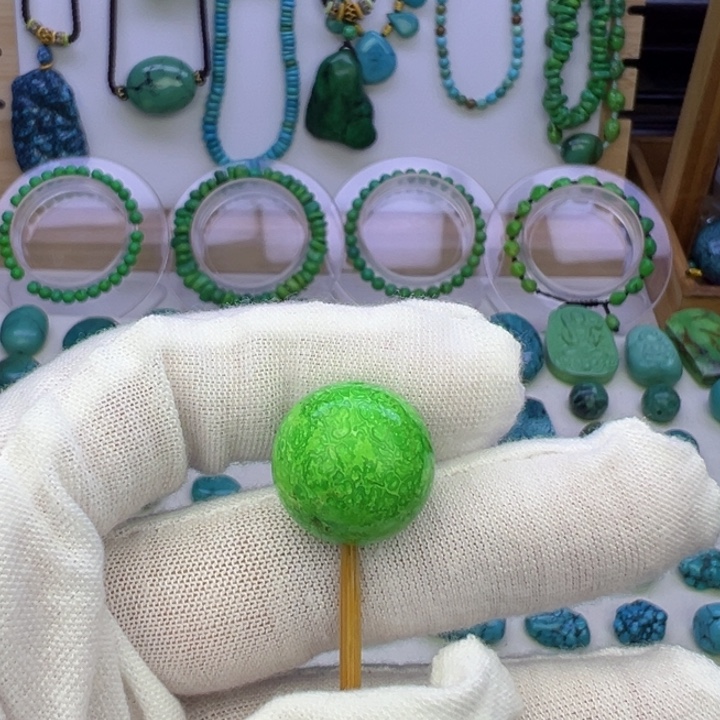 菜籽绿网花圆珠16.4mm兰