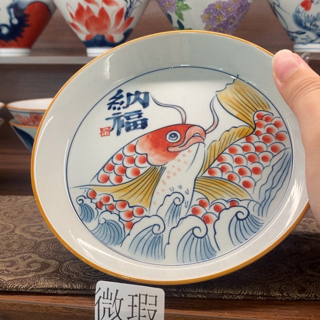釉下彩老陶泥手工绘制