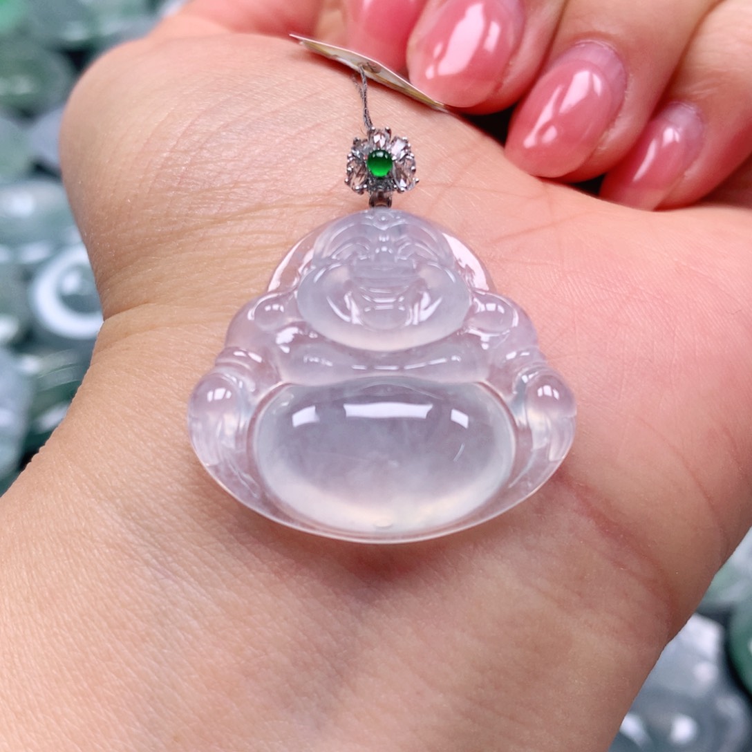 翡翠颈饰18K金镶嵌九*天然翡翠