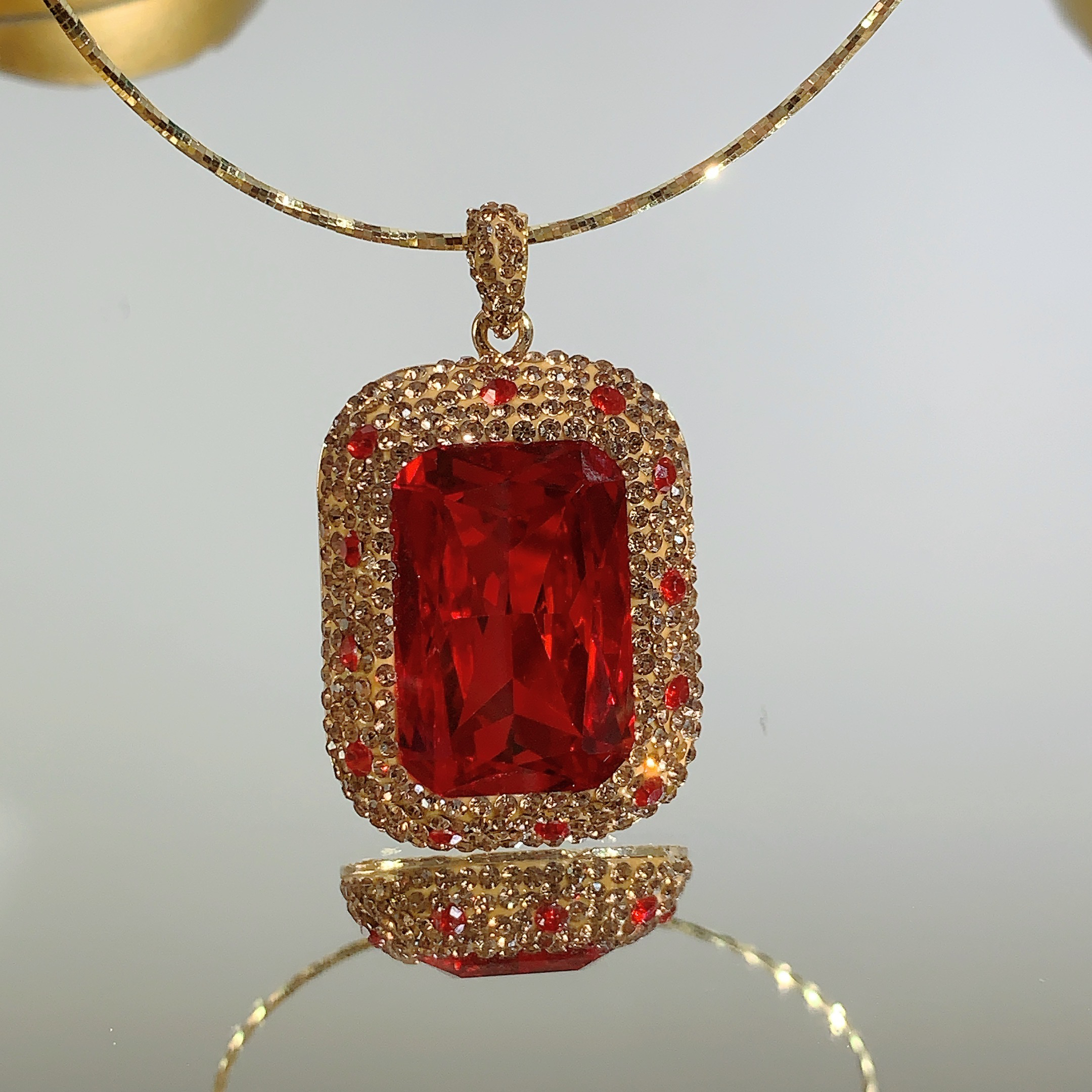 铜合金合成锆石吊坠 TTSD红色时尚潮流百搭吊坠 642