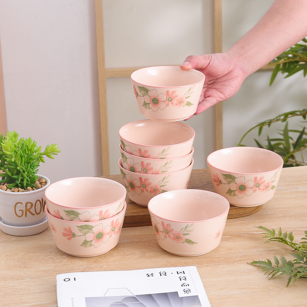 珊瑚海系列清新高档釉下彩陶瓷餐具4.5英寸米饭碗吃饭碗甜品碗