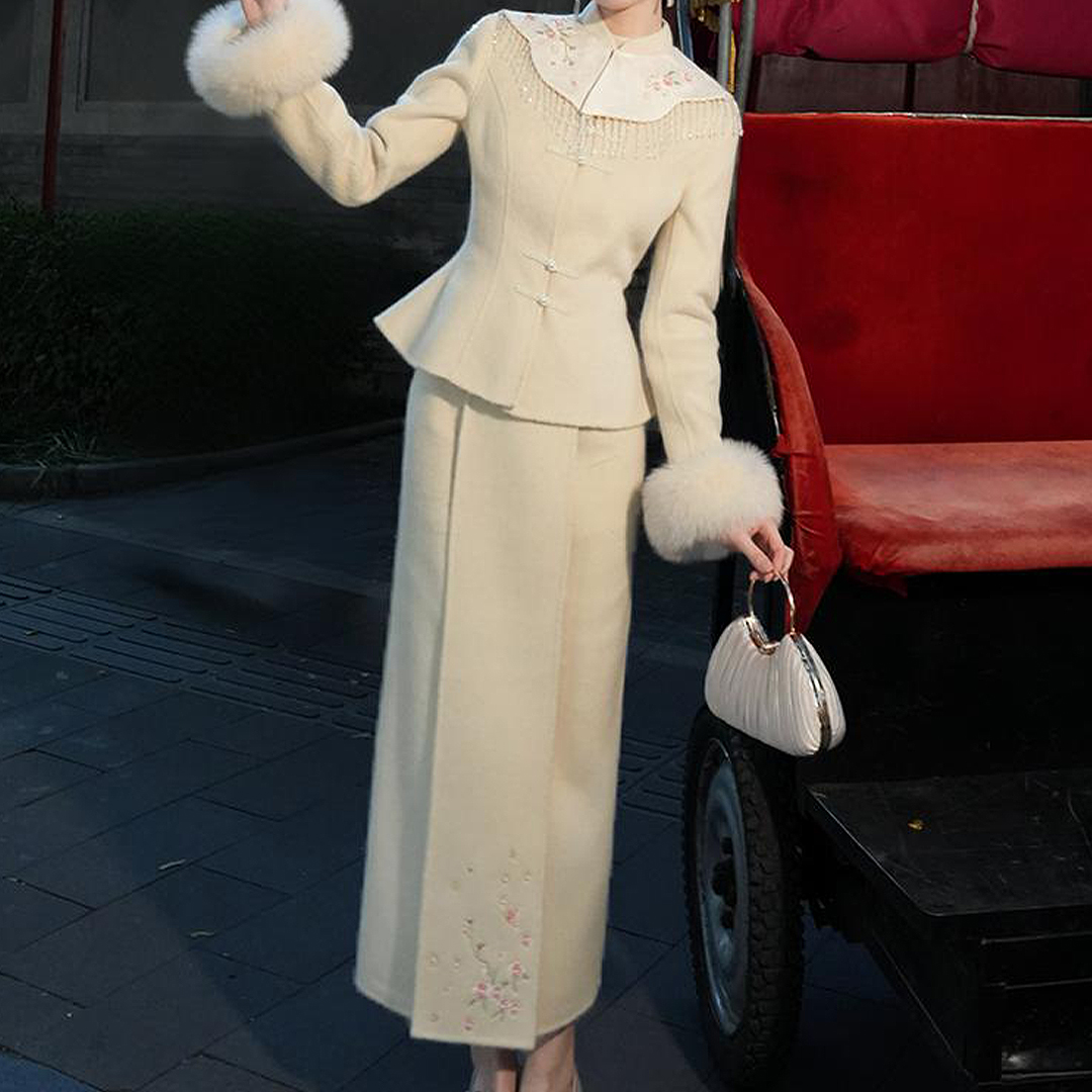 【玲珑序】国风新中式双面呢100绵羊毛套装