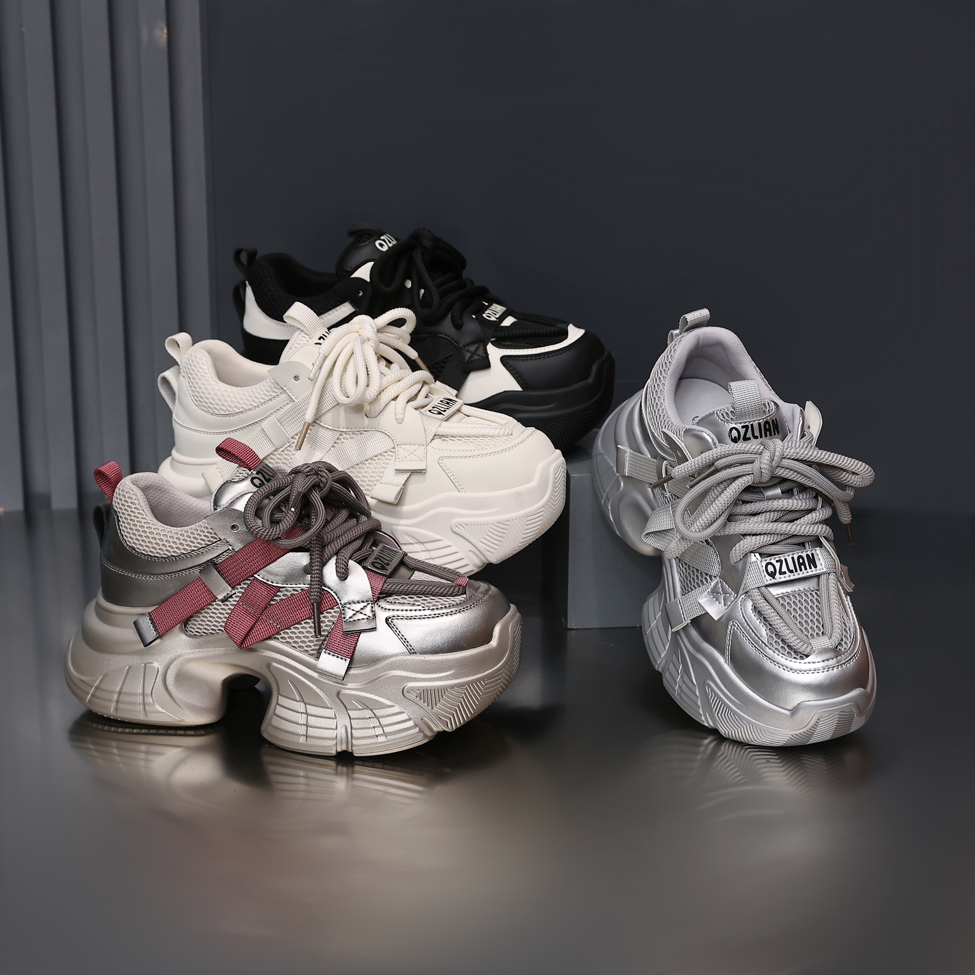 千之恋E增高6CM2025春季新款休闲风运动时尚百搭厚底气质女鞋8518