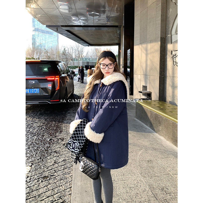 LUU桃喜儿/连帽休闲中长款派克服外套女秋冬宽松设计感小众上衣