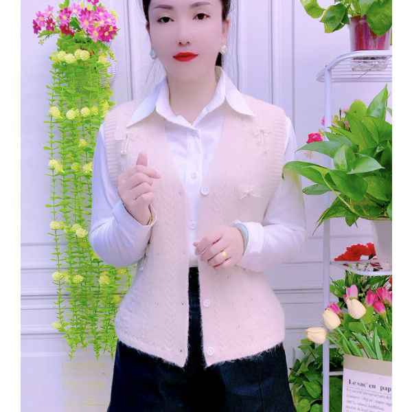 蝴蝶结装饰针织背心2025春夏无袖打底女韩版小清新马甲百搭上衣