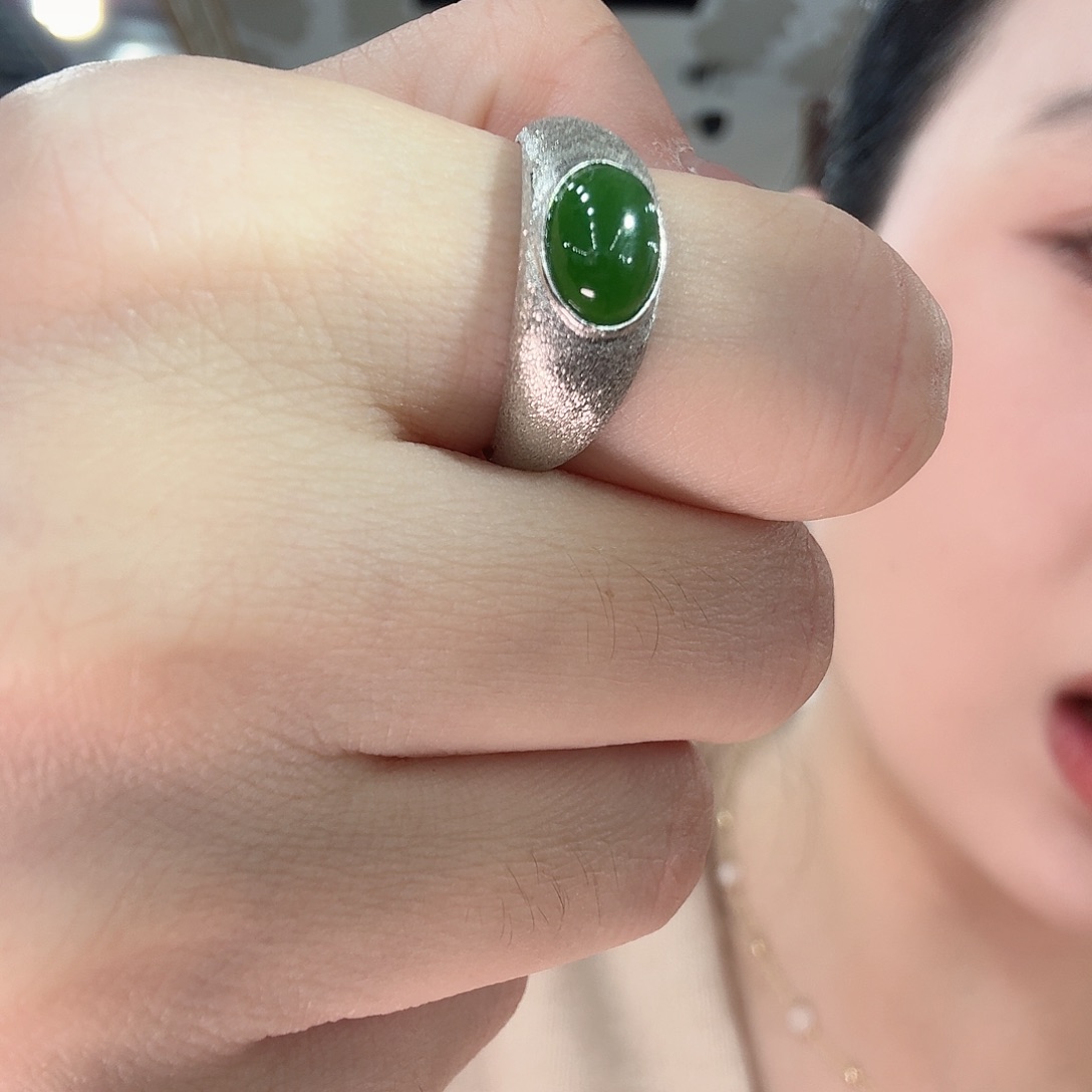 和田玉银S925镶嵌戒指