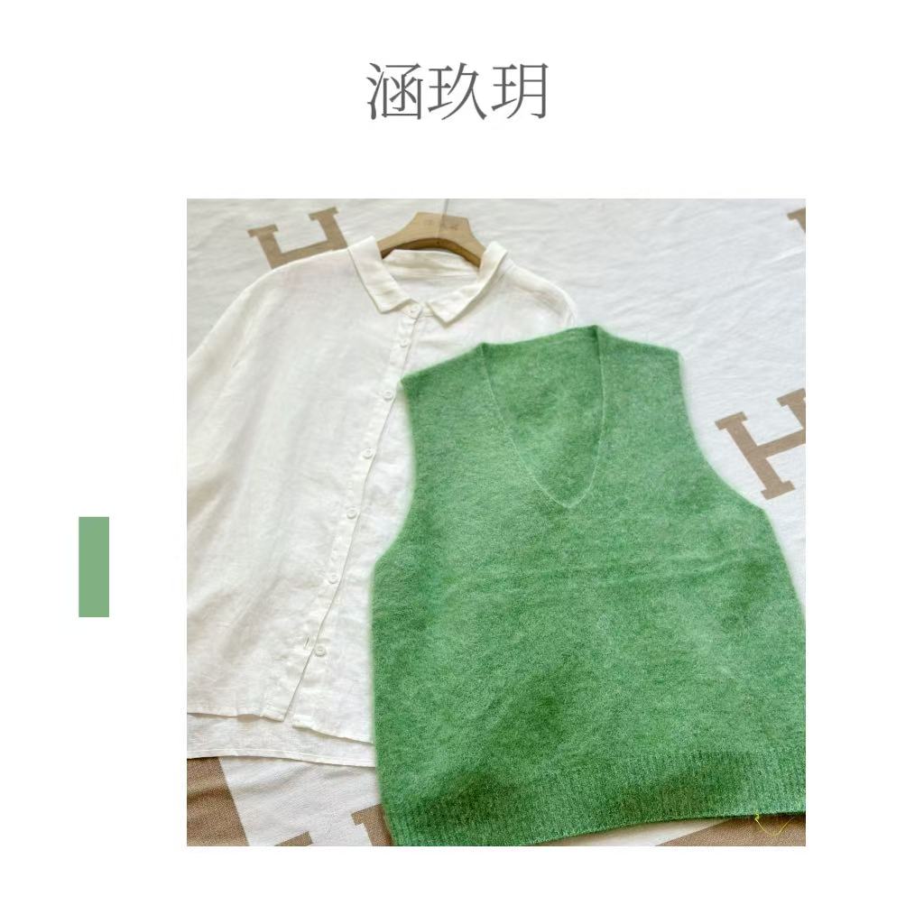 涵玖玥【珍奢拉绒】北纬38.5度 花纱轻盈V领马甲影05-102-花色