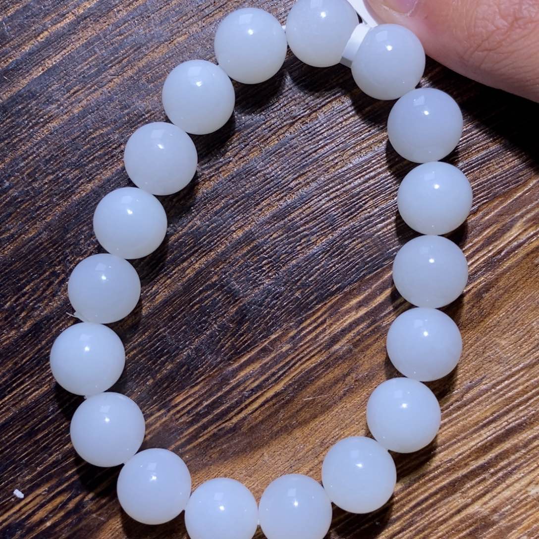 泡***u和田玉未镶嵌手链12mm圆珠