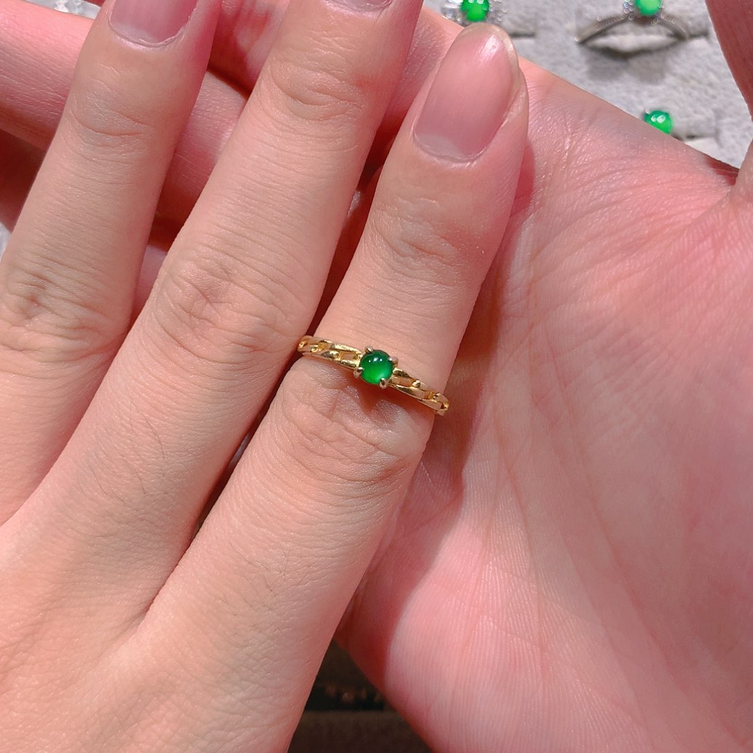 银S925镶嵌戒指翡翠雪*花