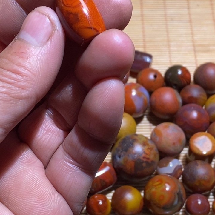 未镶嵌战国红桶珠玛瑙/玉髓n****e