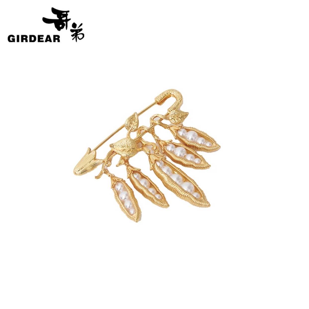 合金仿珍珠胸针 合金胸针好事发生轻奢时尚百搭饰品1900486