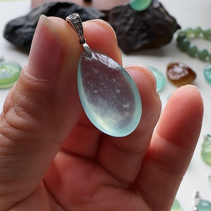 岫玉银S925镶嵌颈饰