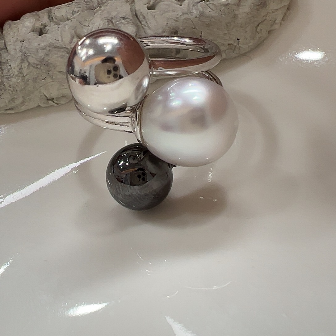 海水珍珠戒指银S925镶嵌