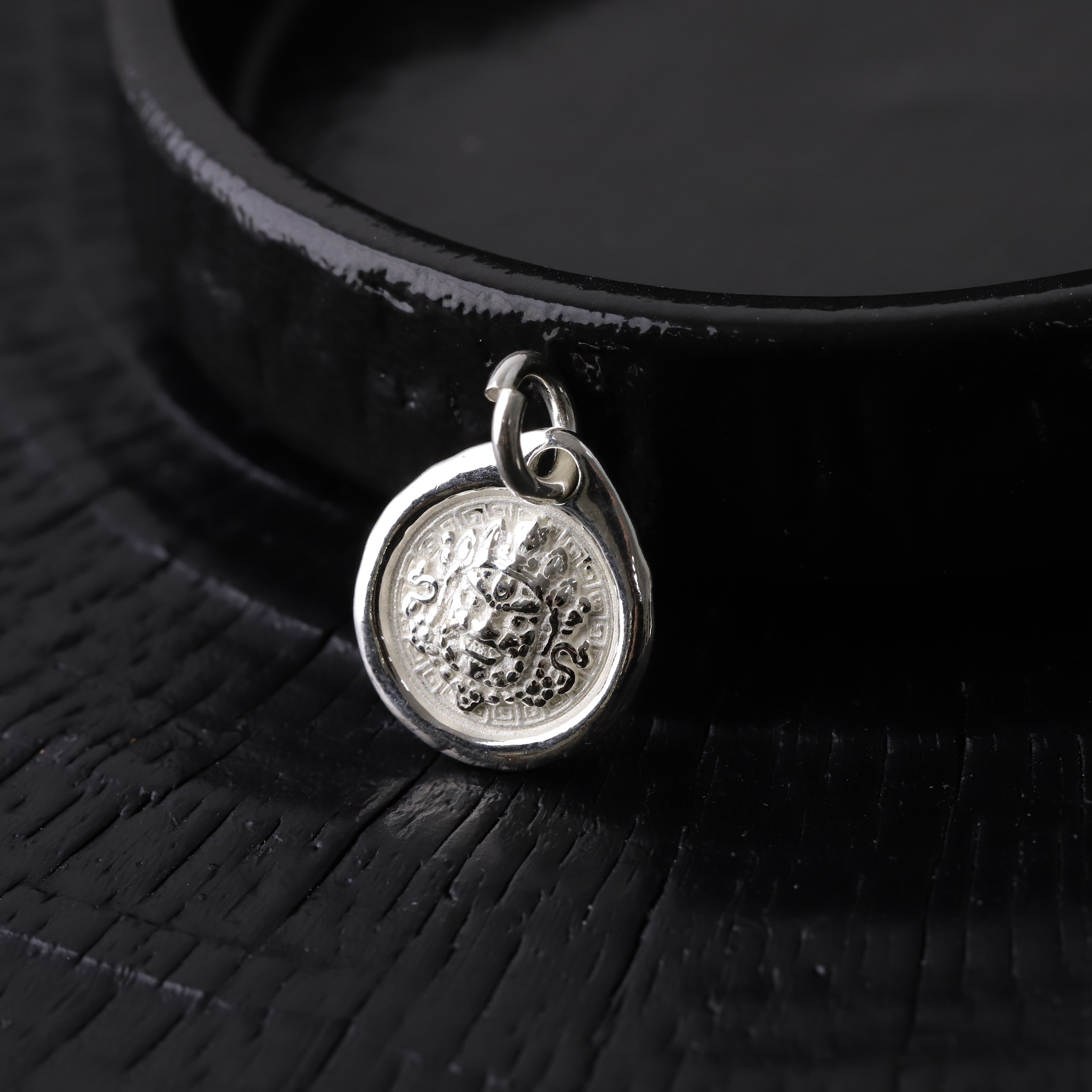 S8596 银黄才才侧挂文玩DIY配件