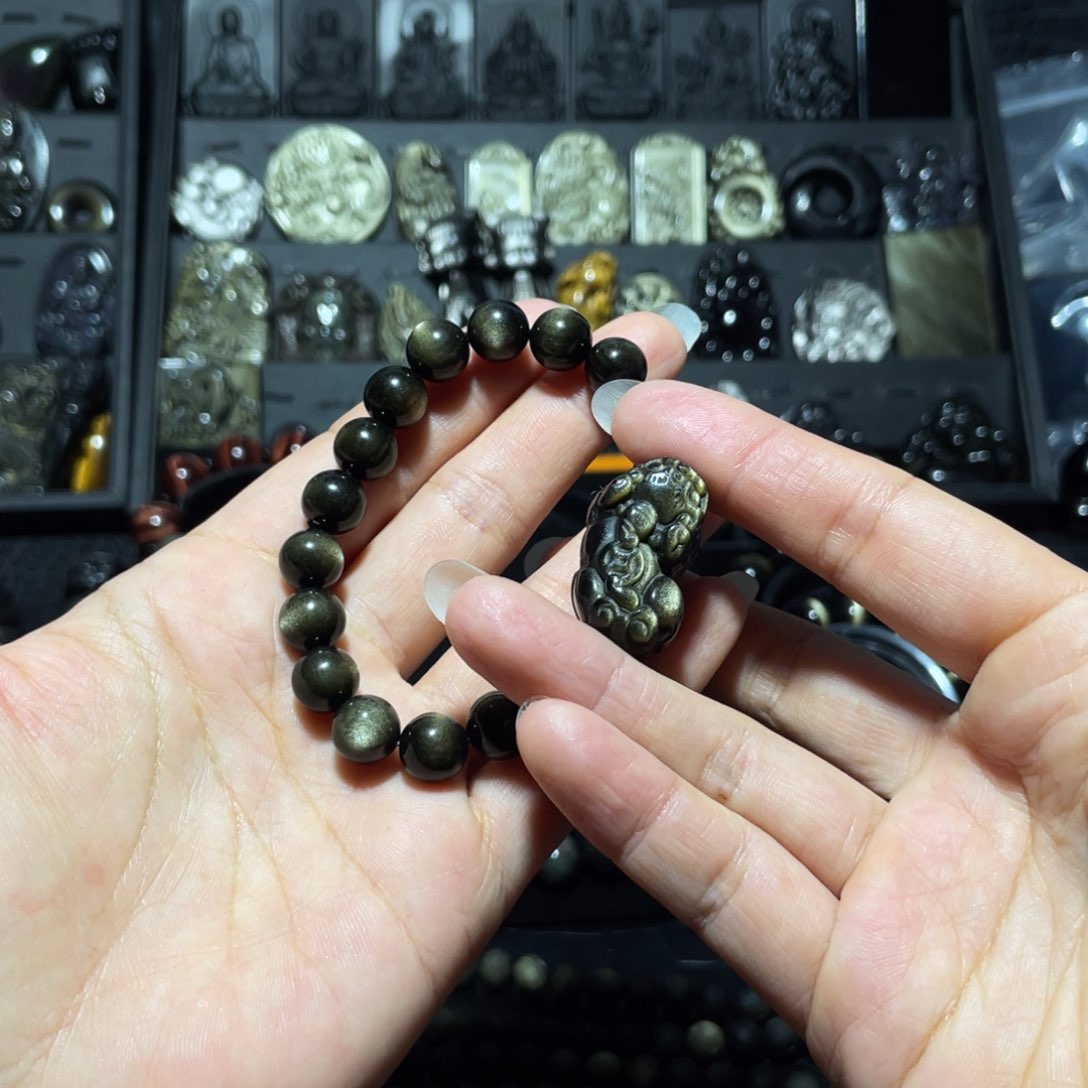 黑曜岩珠宝奇石未镶嵌游***_