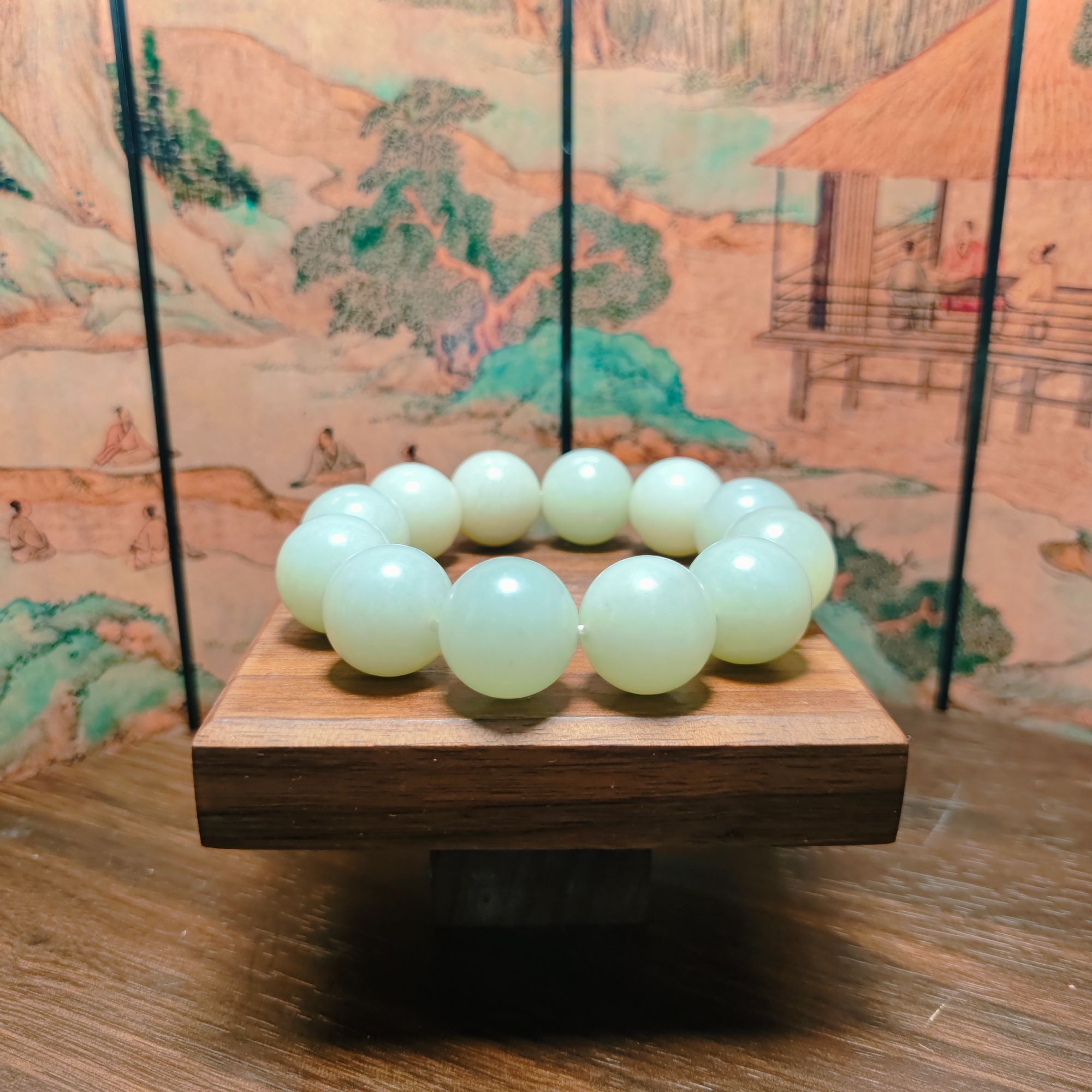 A和田玉圆珠手串（卡20）0733