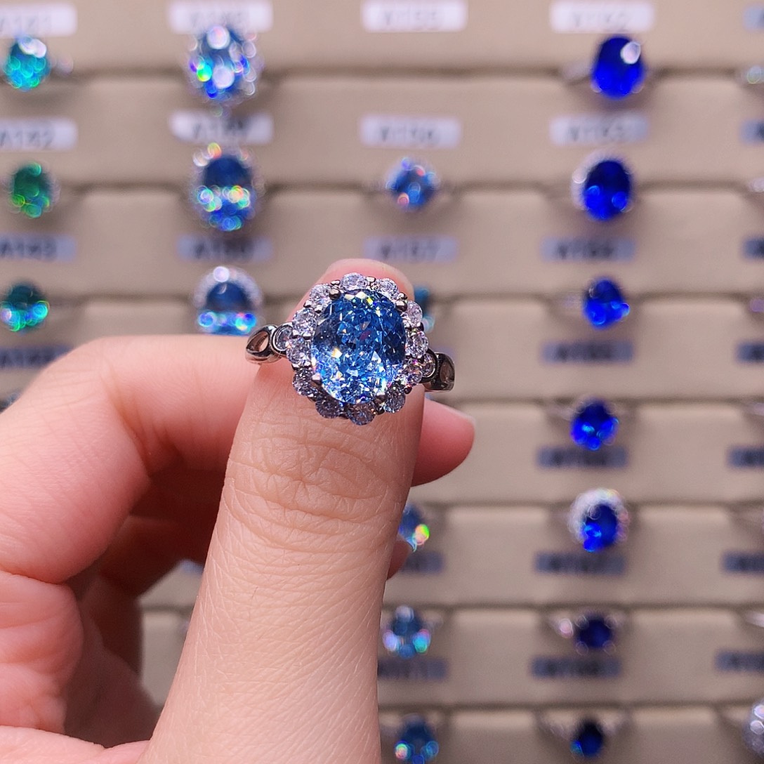 海蓝宝石银S925镶嵌戒圈