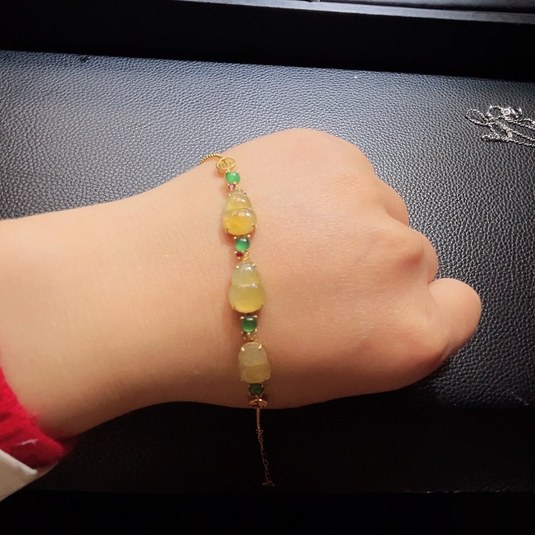 翡翠手链18K金镶嵌手链