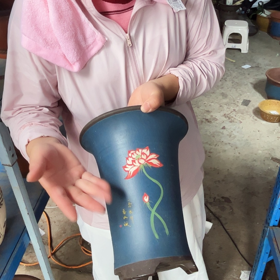 蓝色大号一念花开花盆花盆