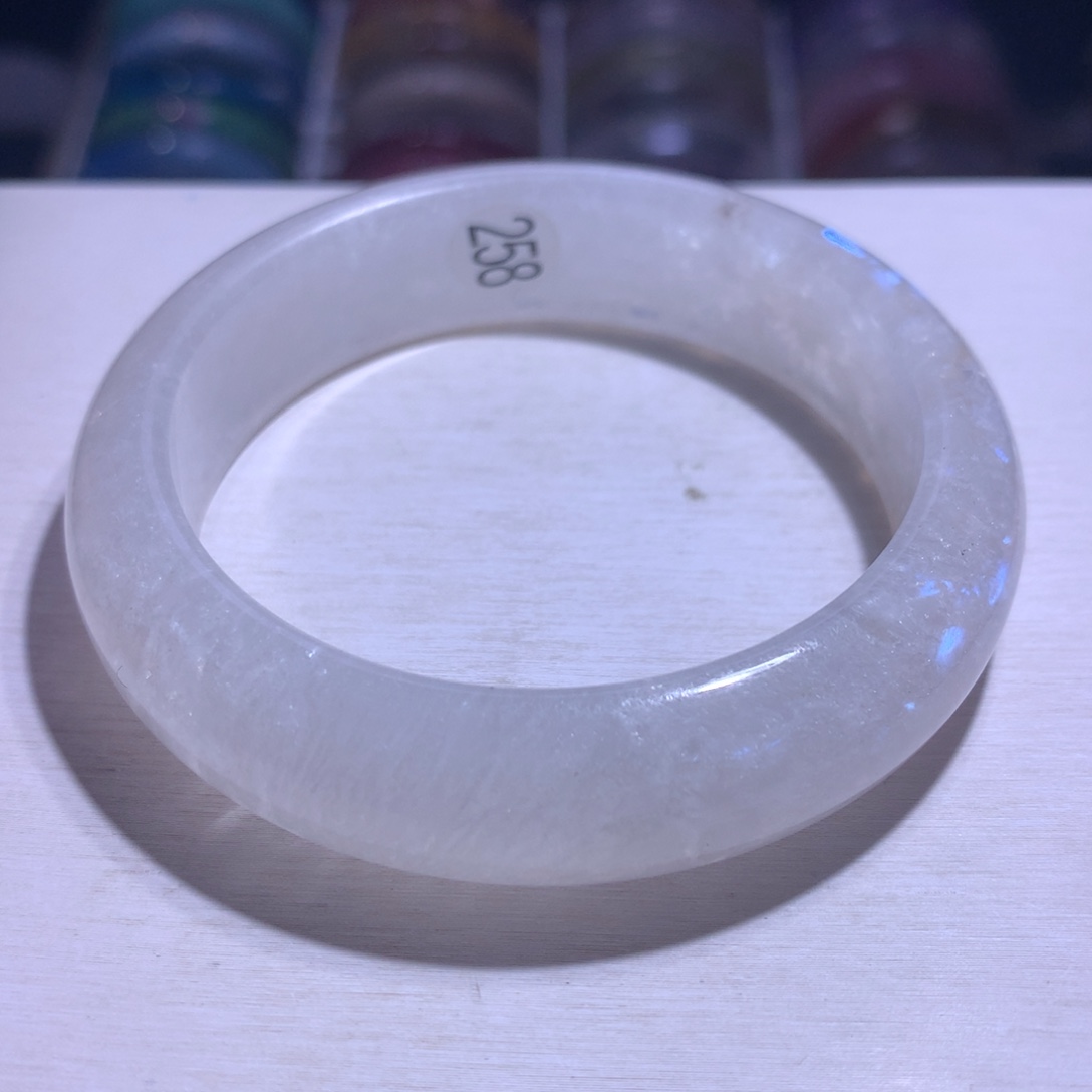 手镯水晶银S925镶嵌蓝月光56.5圈258