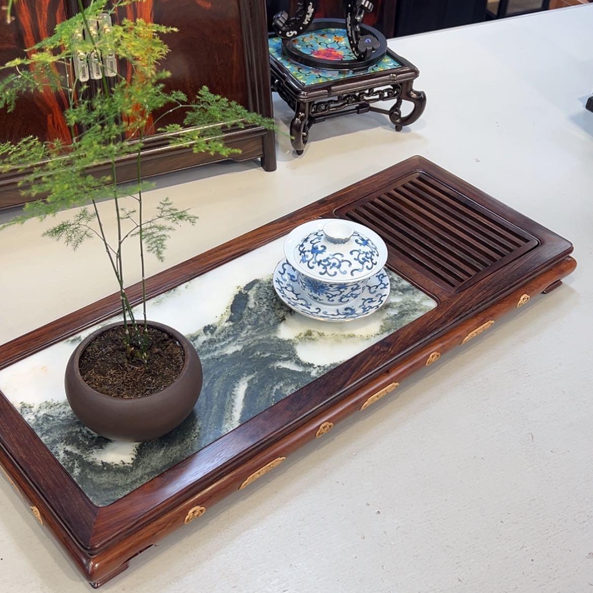 【闪购商品】红酸枝木类成套家具茶盘
