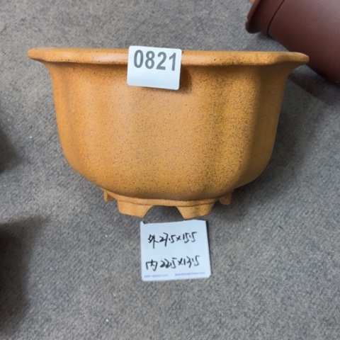 紫砂花盆柴烧奎口八方0821