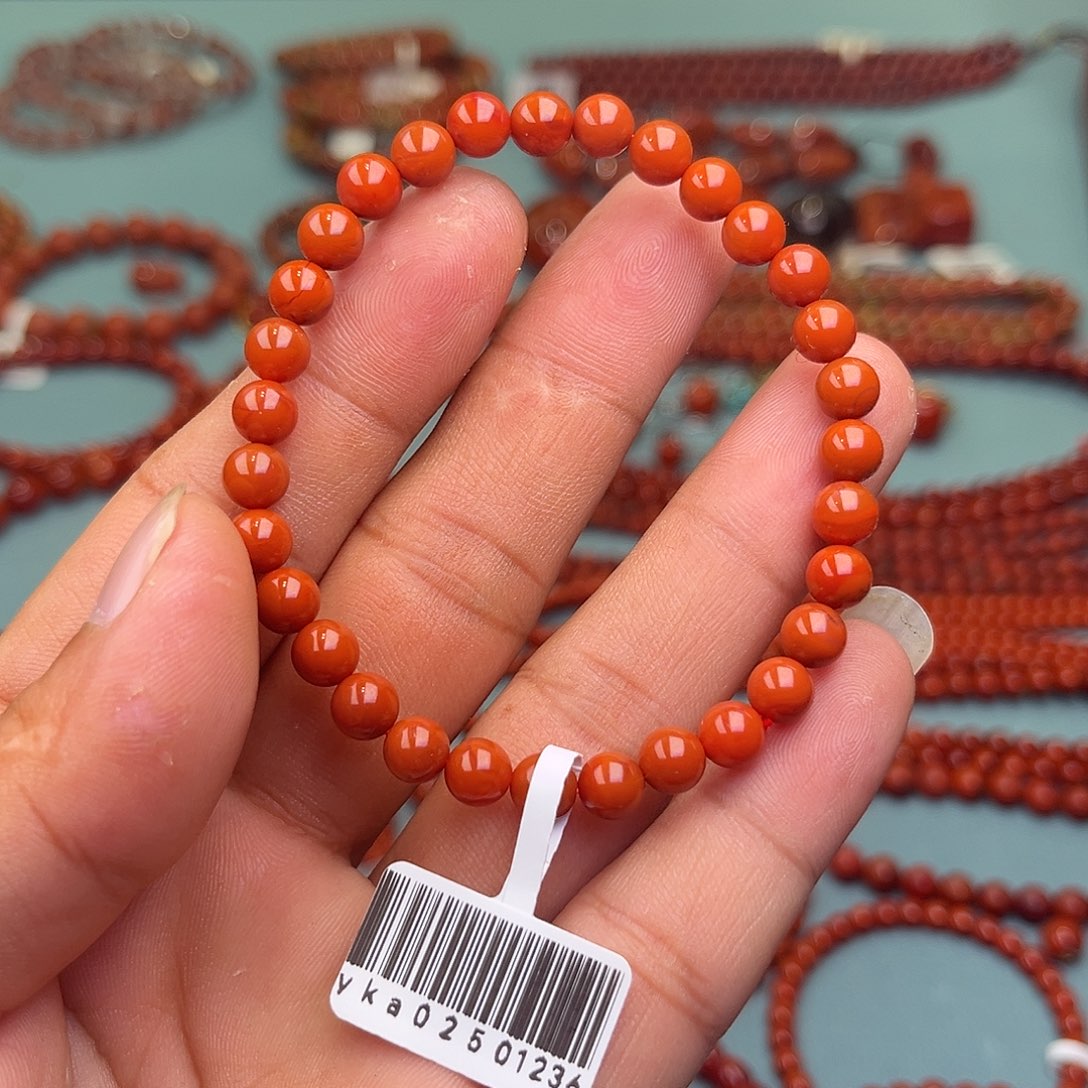 南红玛瑙未镶嵌手链柿子红卡6