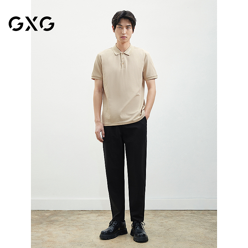 GXG男装泡泡纱凉爽轻薄休闲弹力男士直筒长裤夏#G24D022149