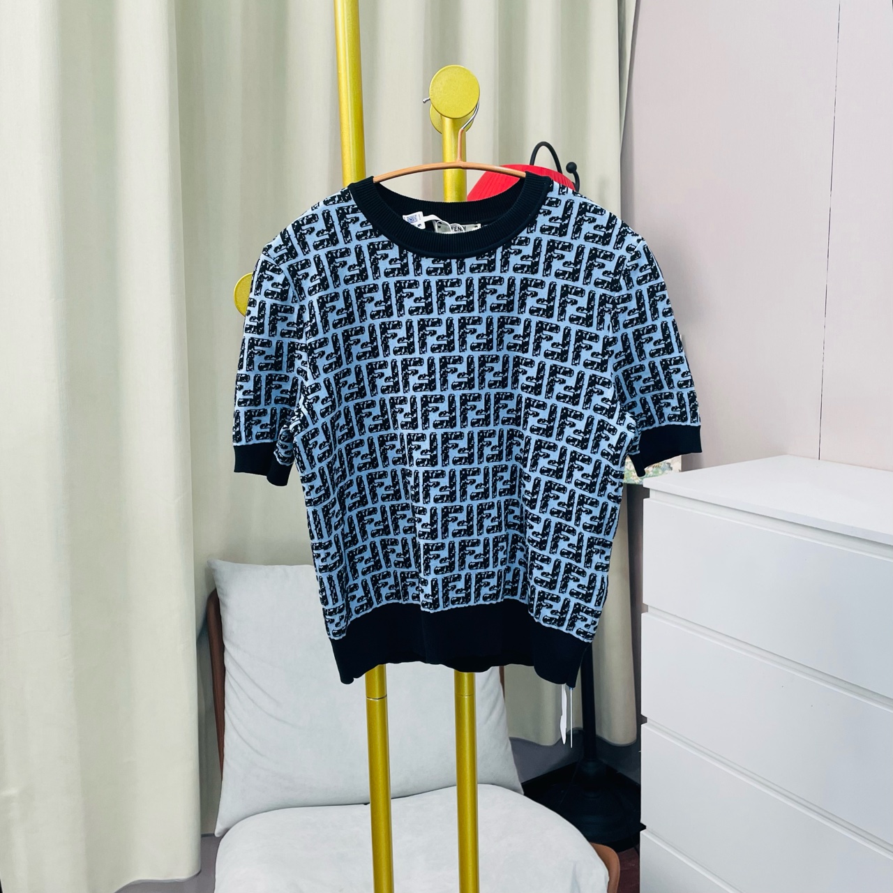 99新 FENDI/芬迪 炫彩满印针织短袖 38码 99新