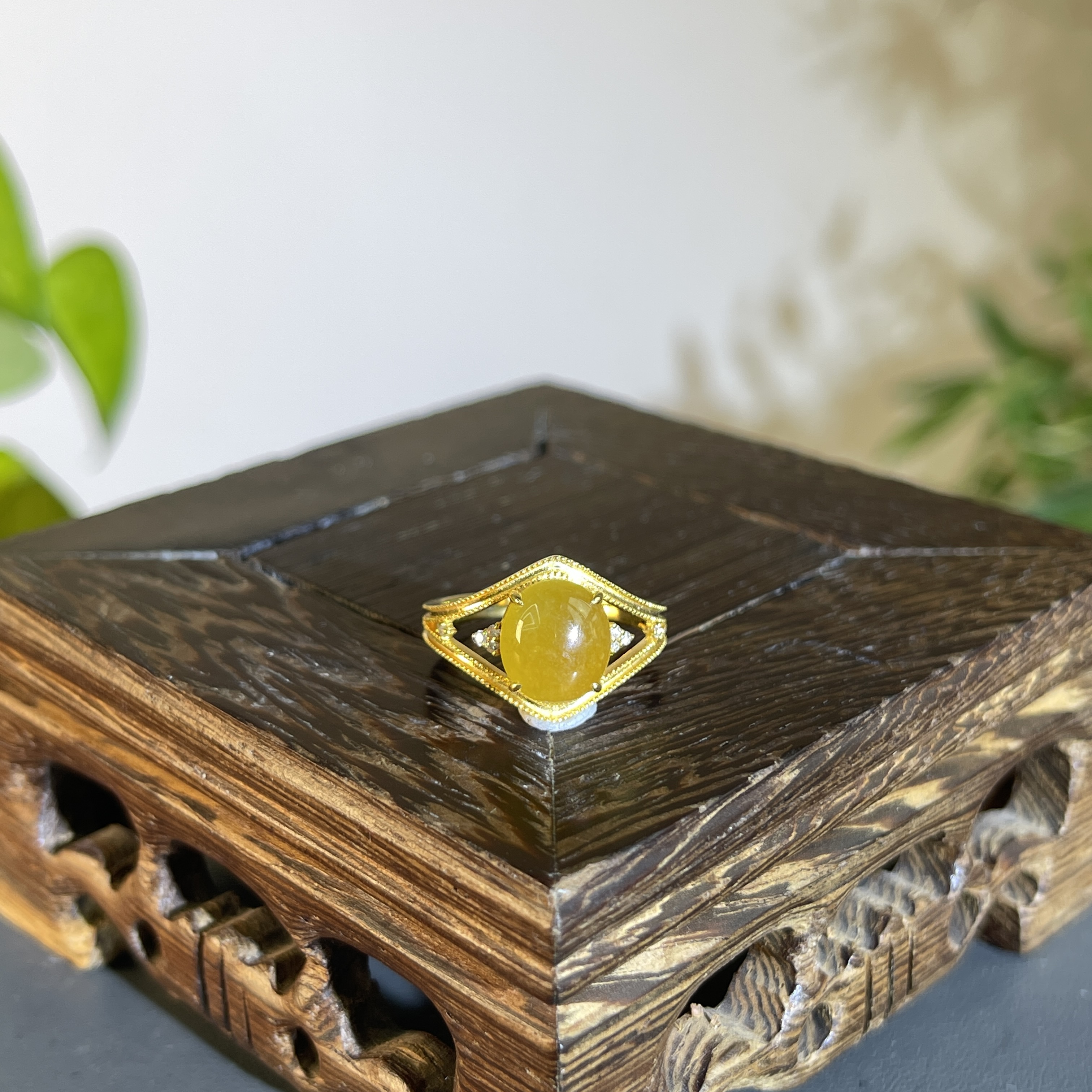 JTA09-136 天然缅甸翡翠A货 18K含钻镶嵌戒指13#