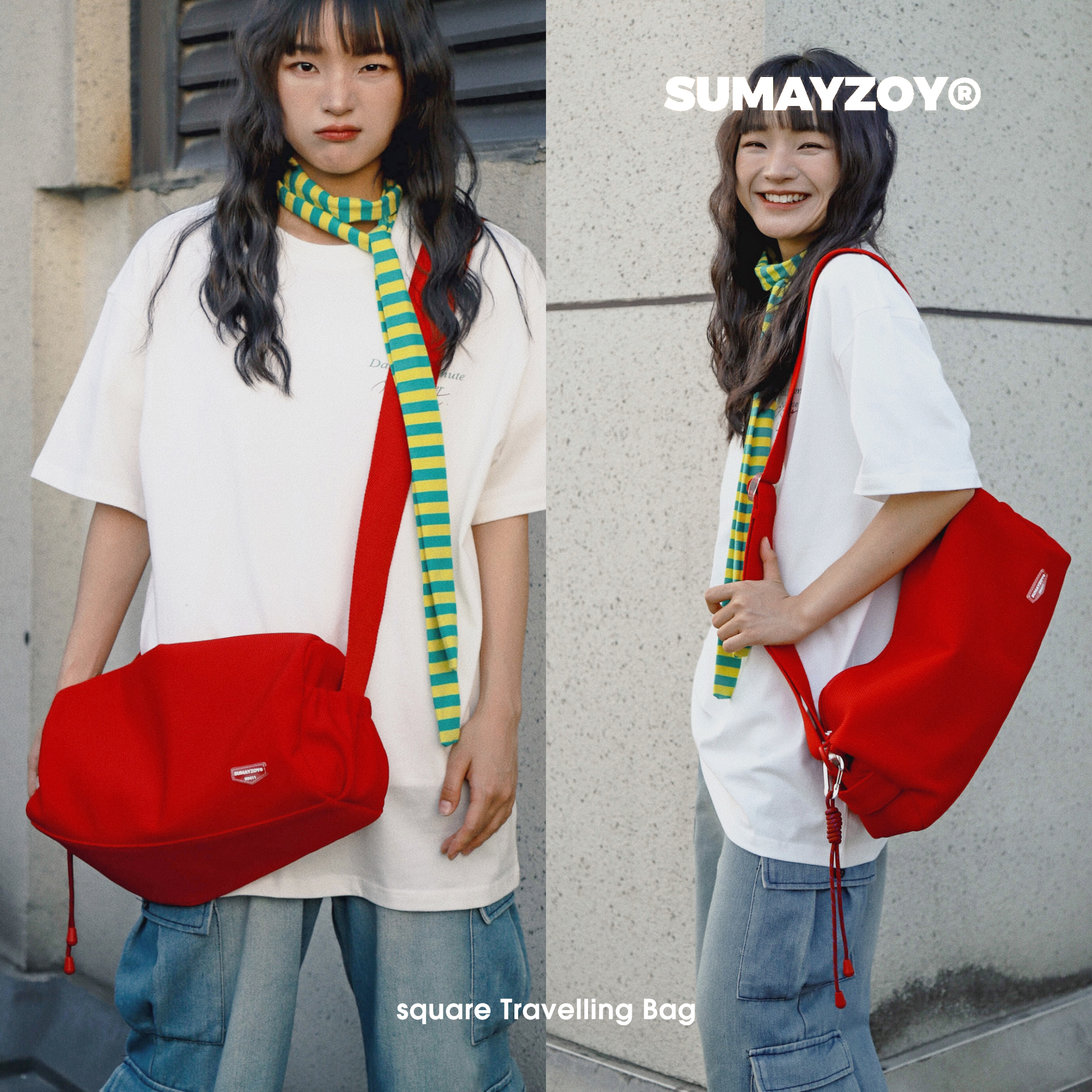 SUMAYZOY枕头包女新款红色吐司包小众单肩包运动健身大容量斜挎包