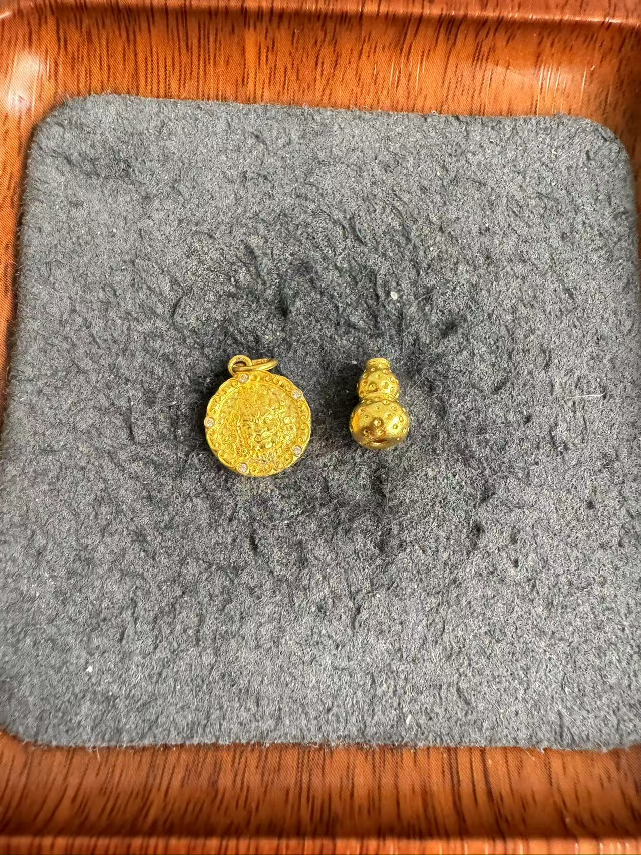 足金999 葫芦黄财神吊坠