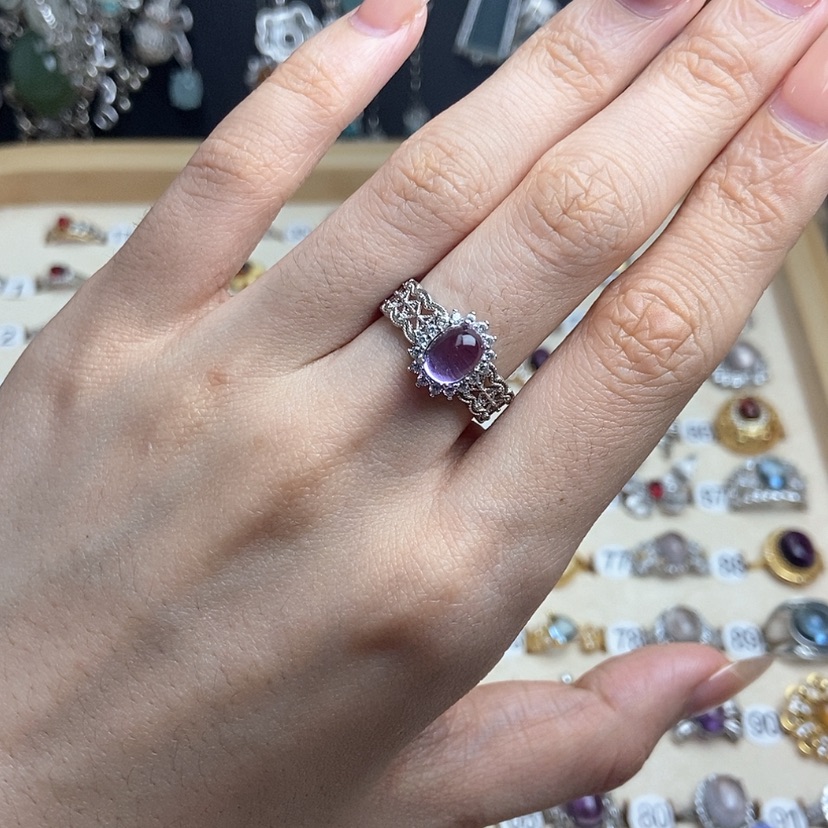 【闪购商品】紫晶戒指银S925镶嵌开口