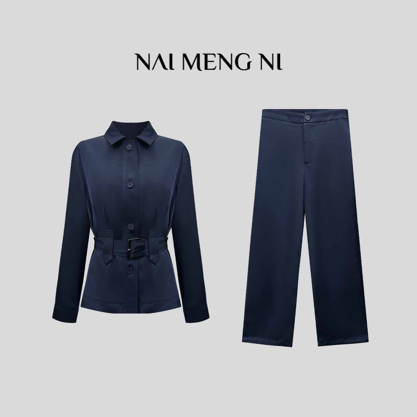 【齐齐定制】春夏流韵缎时髦气质设计师抗皱女士薄款套装 25N46589