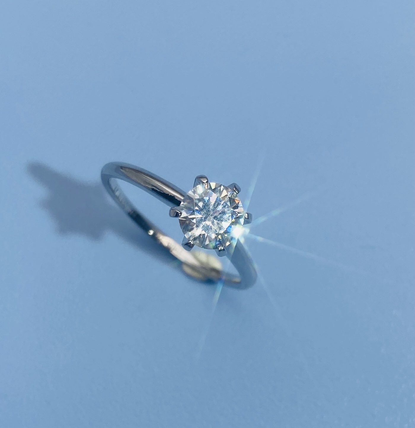 铂金PT950镶嵌莫桑六爪一克拉戒指时尚经典百搭气质精致