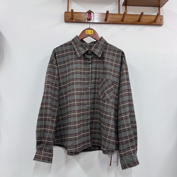 25秋冬感磨毛格子长袖衬衫小个子女生春秋冬款休闲百搭衬衣外套