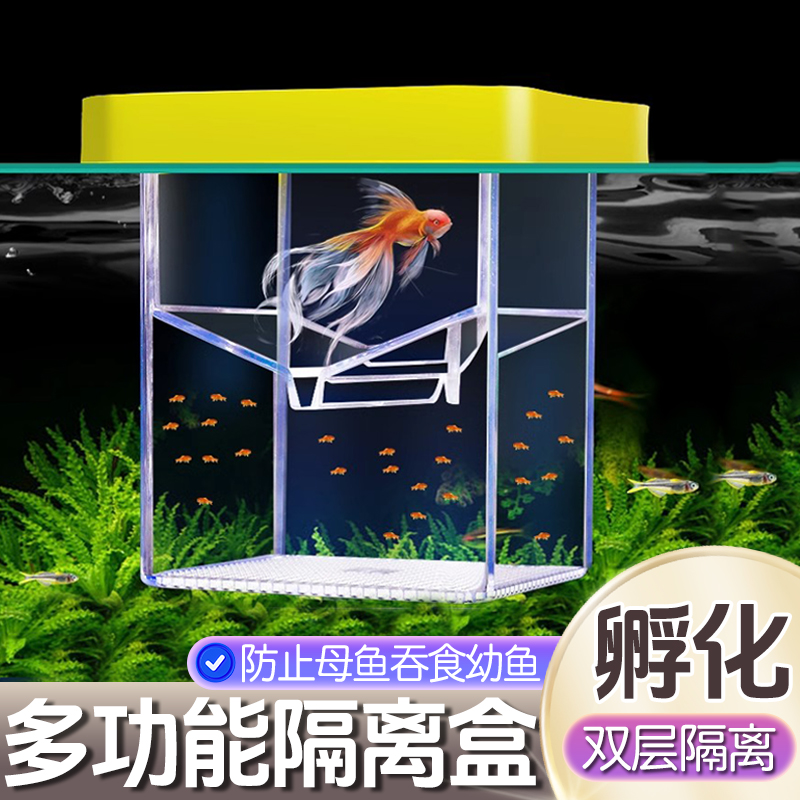 【双层隔离 防止吞食】孔雀鱼繁殖盒隔离盒鱼缸孵化母鱼悬浮漂浮 XL