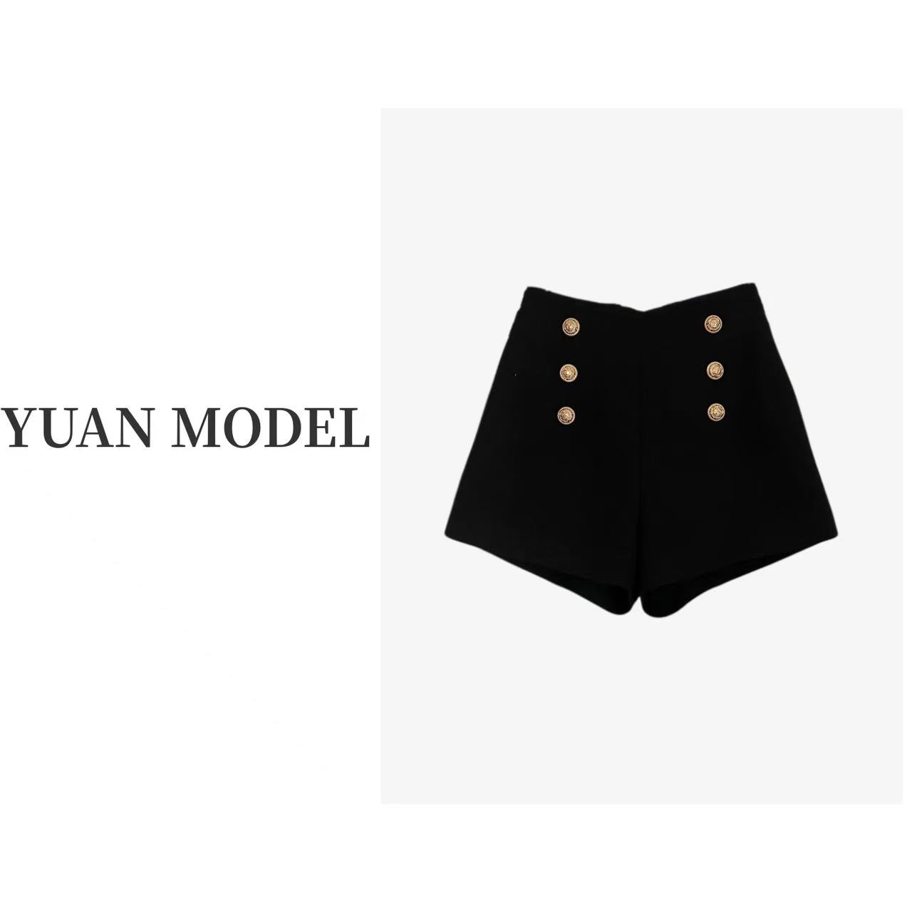 【YUAN MODEL】媛老板-2025春装时尚六粒扣休闲短裤女装 021116