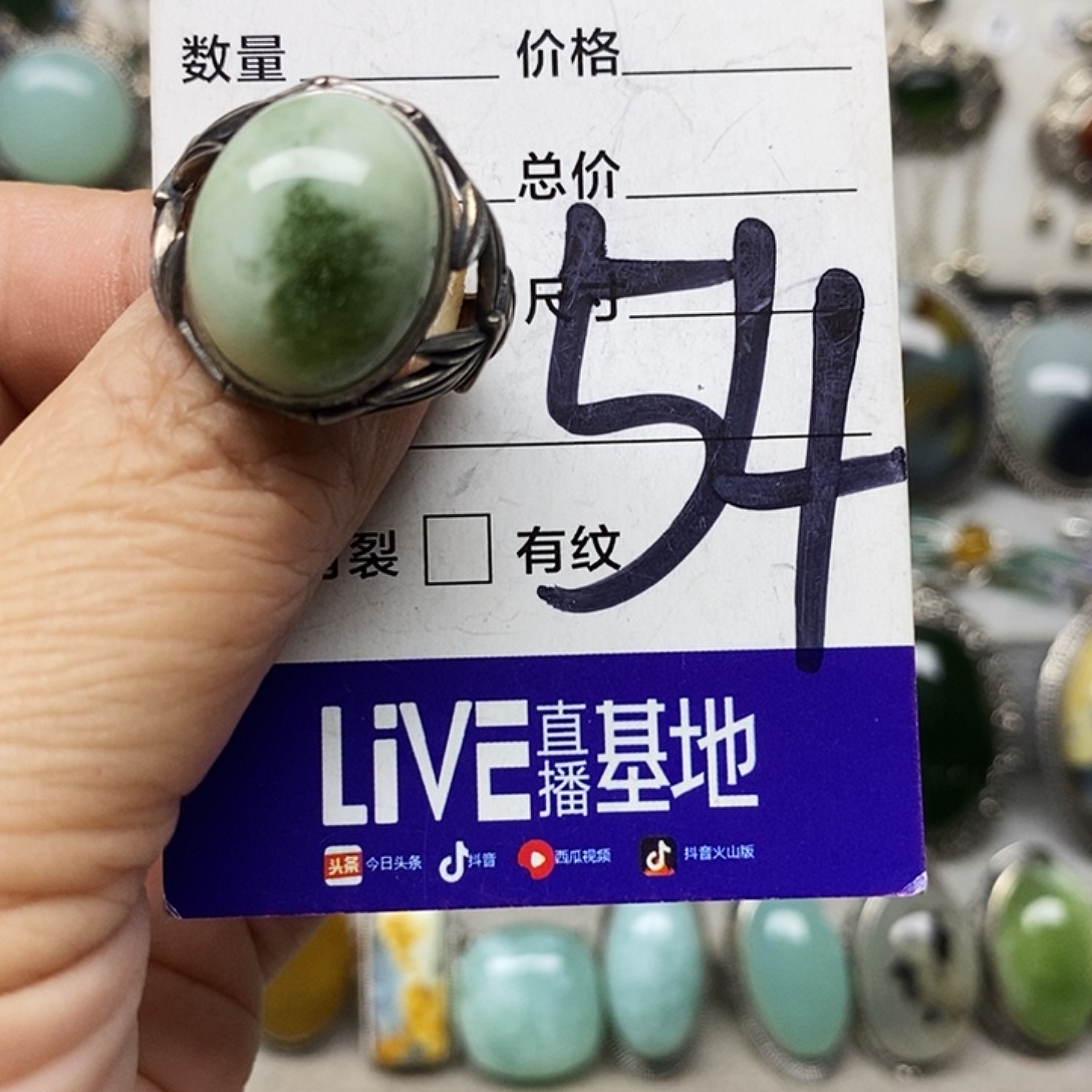 小***️蛇纹石玉银S925镶嵌耳环