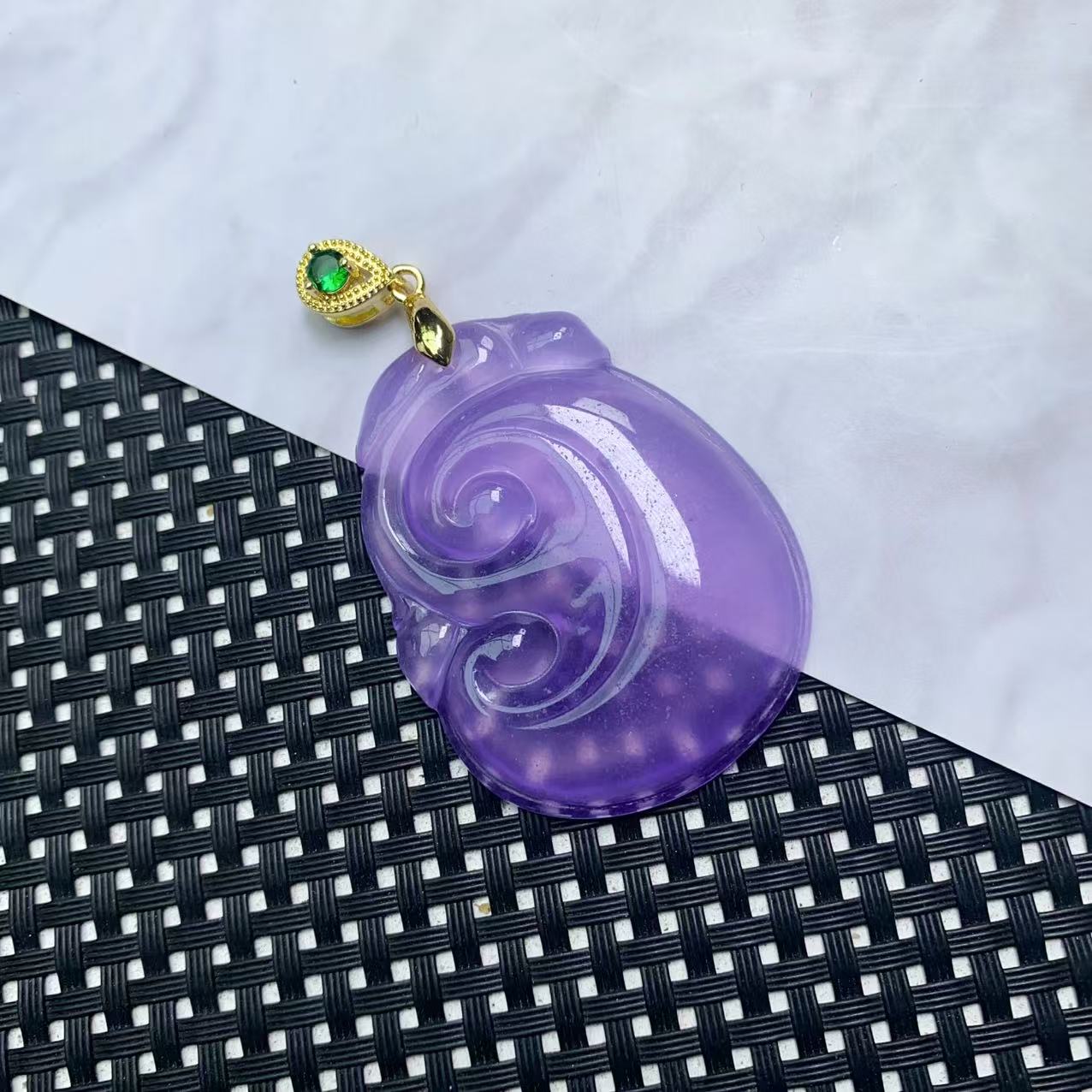 [石矿]A226冰紫大如意吊坠