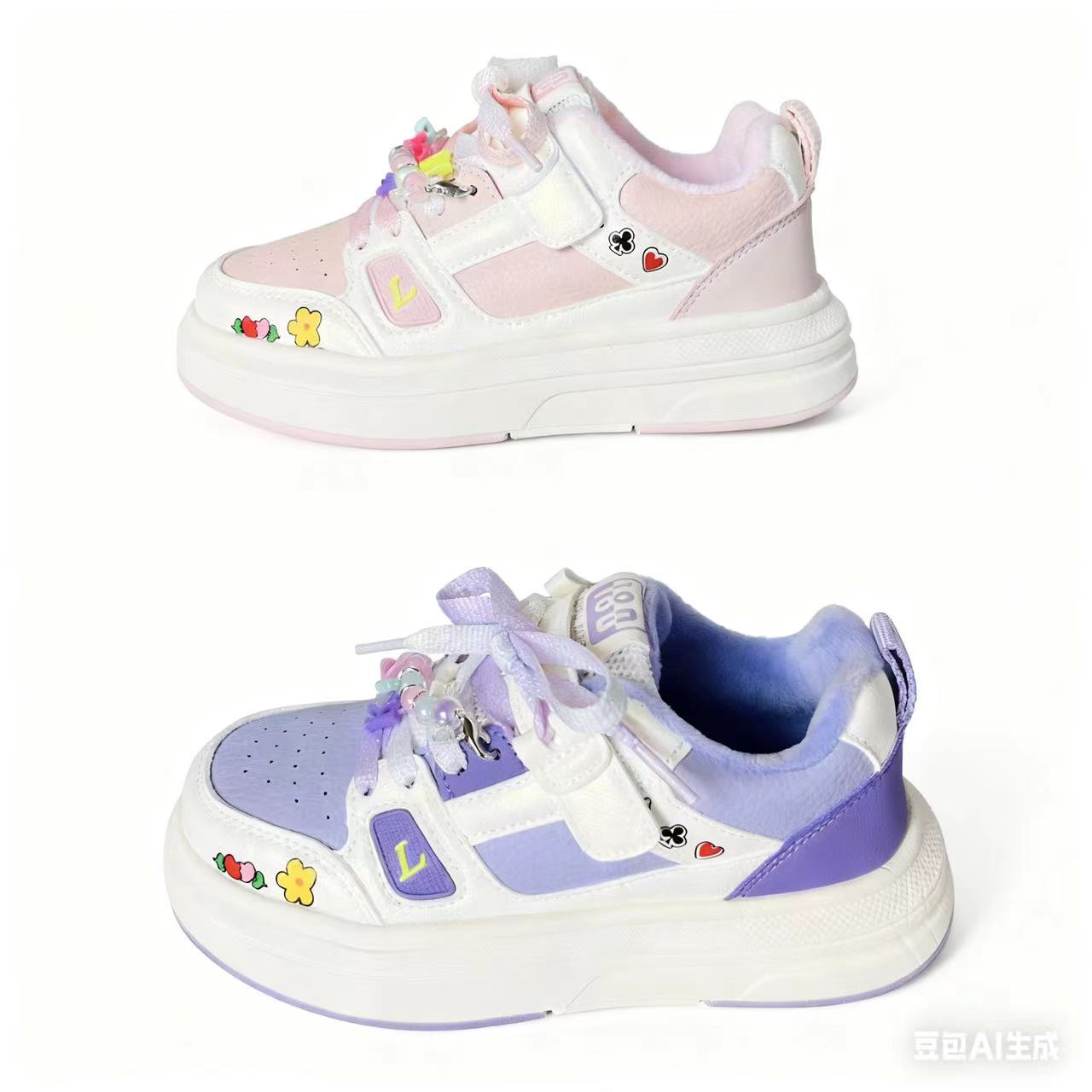 32至37码 女大童二棉新款皮面板鞋