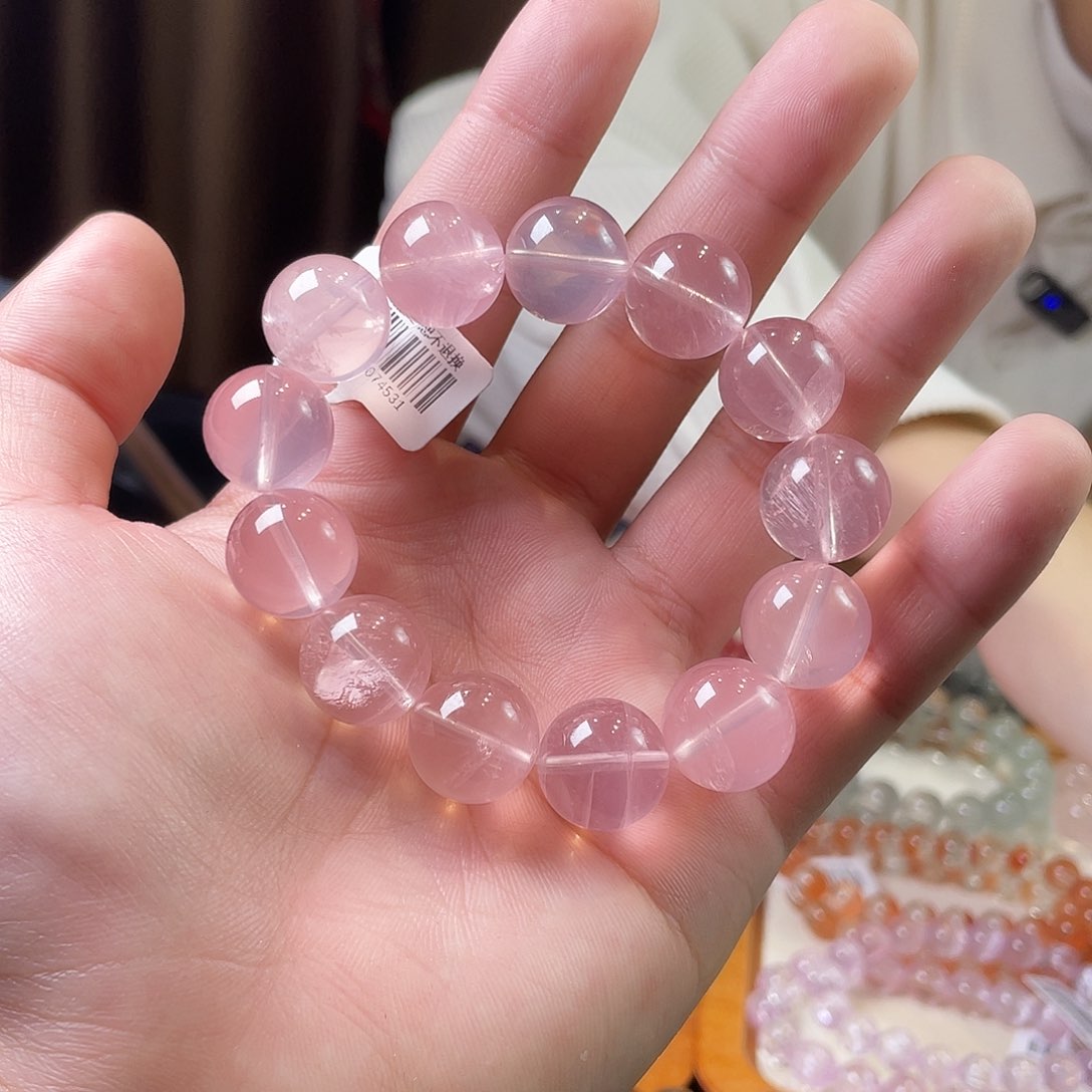 水晶手链未镶嵌粉马粉C15.3mm