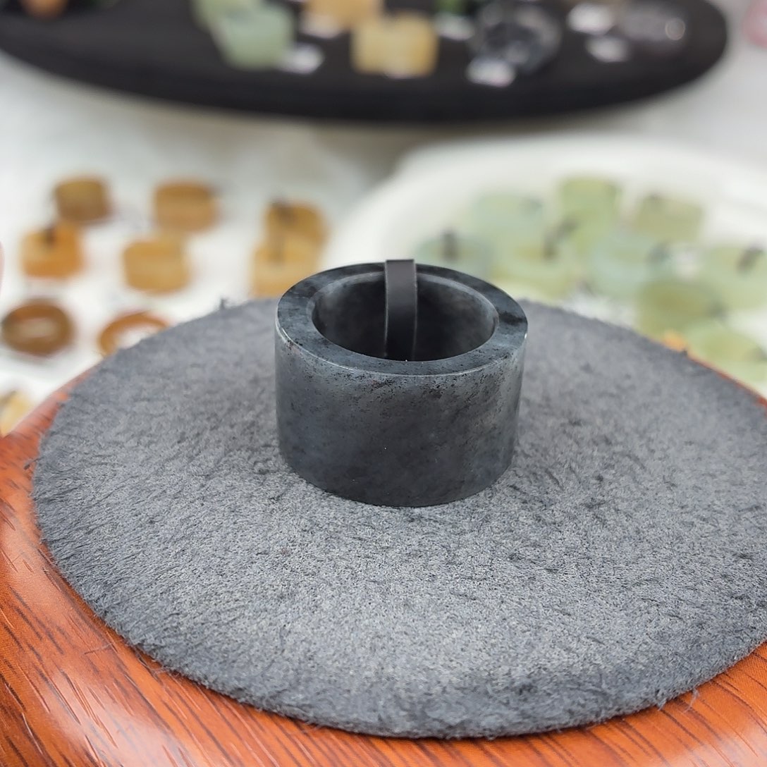 和田玉未镶嵌戒指b38青花直切17.7