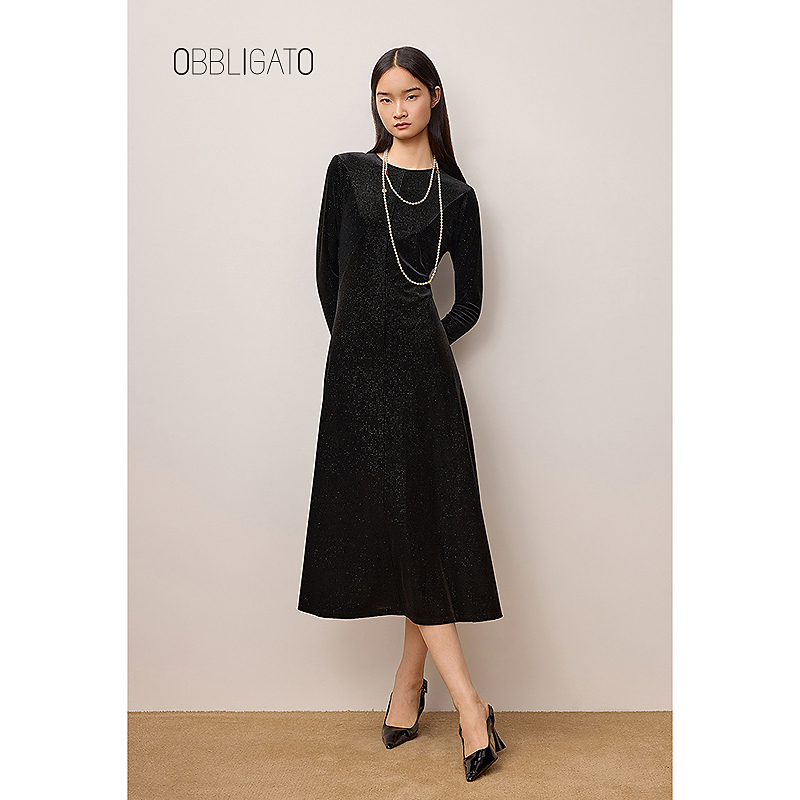 OBBLIGATO奥丽嘉朵2025秋季1C35305300新品可内外穿收腰连衣裙