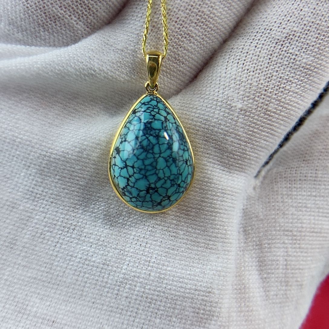 绿松石珠宝奇石18K金镶嵌