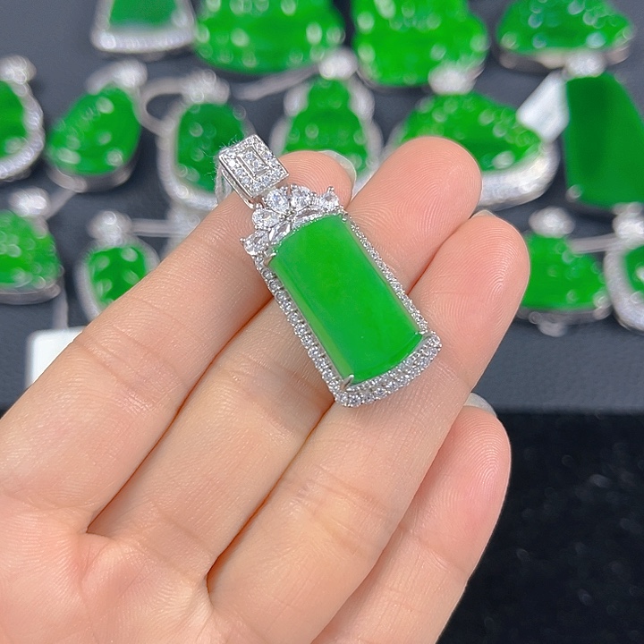 翡翠银S925镶嵌吊坠(不含链)